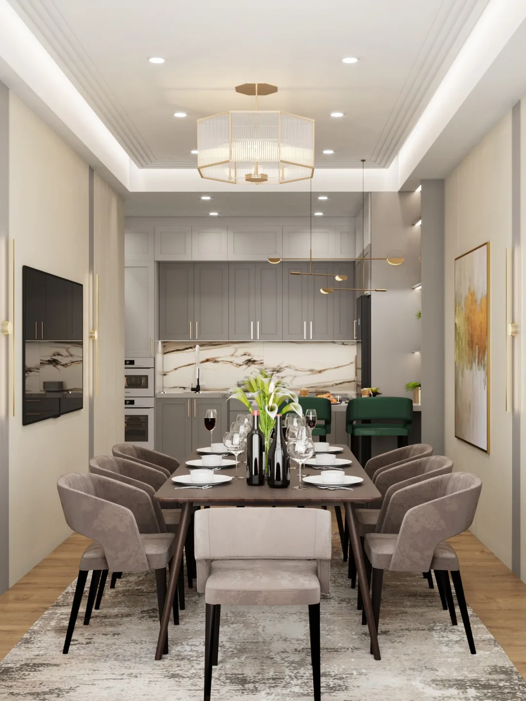Квартира в неоклассике, 135 м²